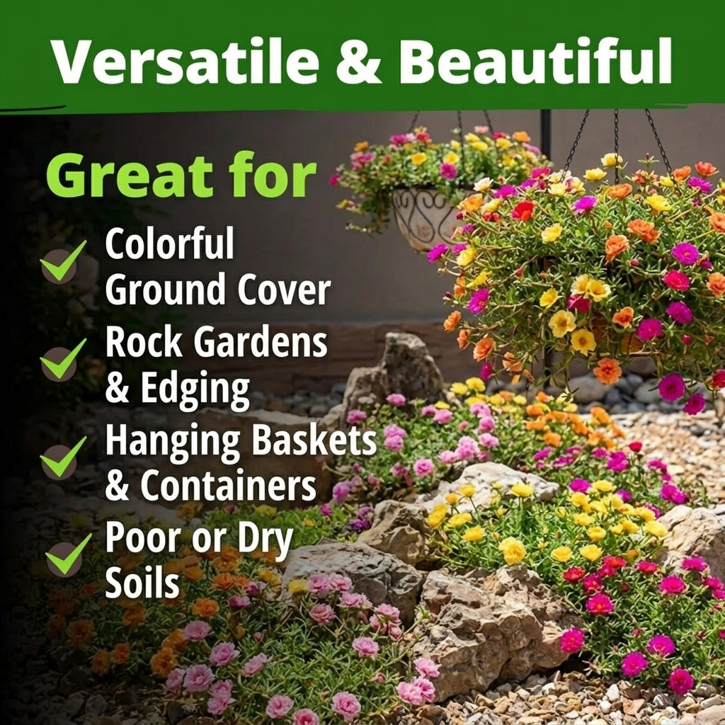 10000pcs Double Moss Rose Seeds - Mixed Colors, 100% Pure Heirloom, No Fillers